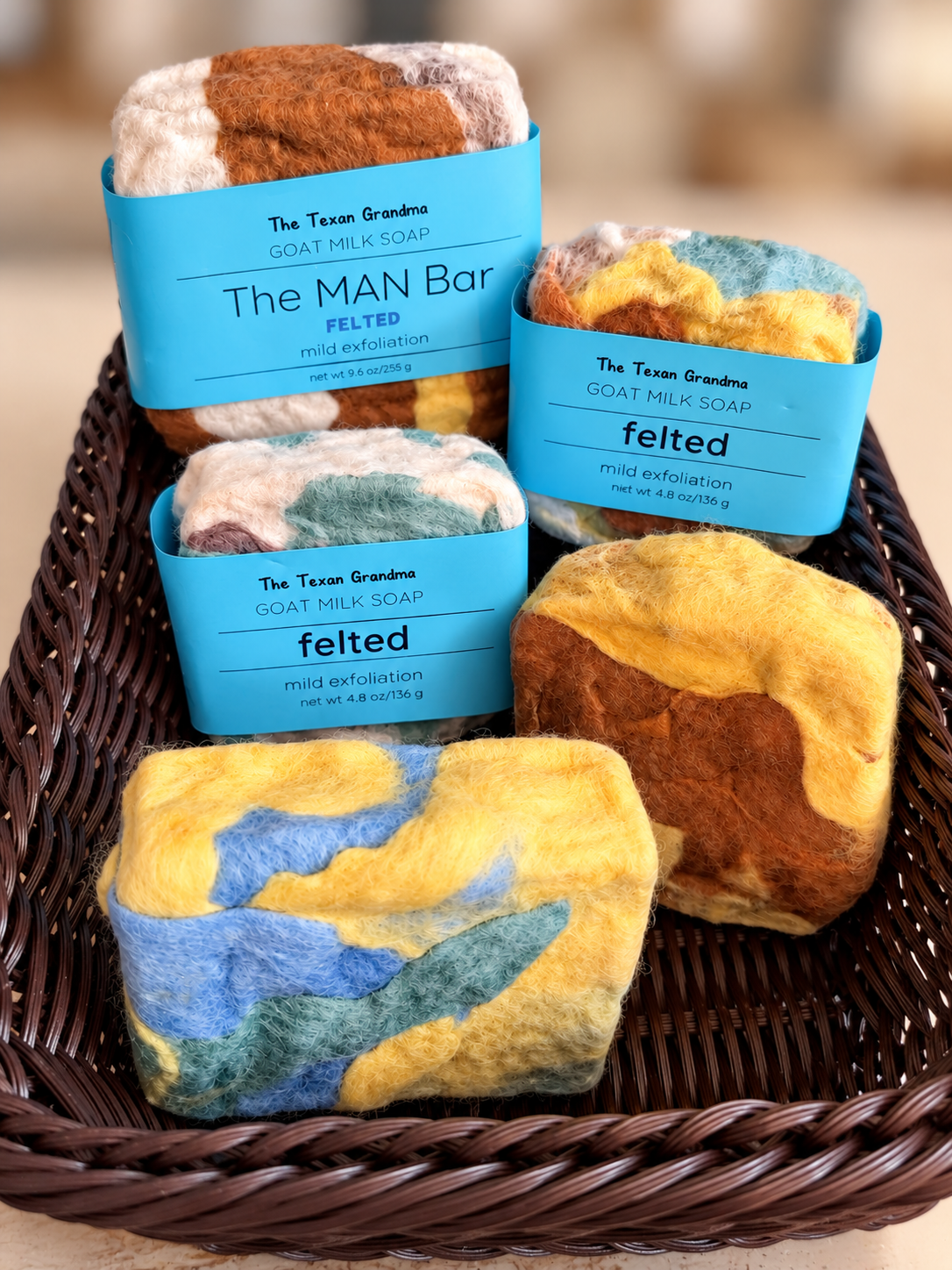 Felted Goat Milk Soap wrapped in genuine English sheep wool